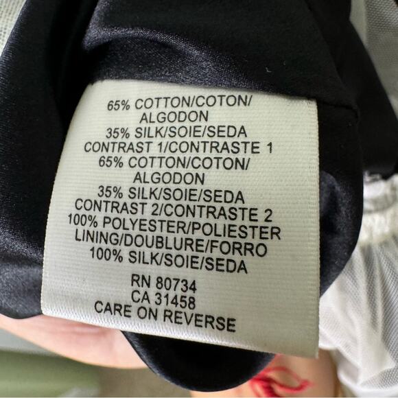 BCBGMaxazria Party Dress Sleeveless Sequins Tulle Printed Silk Black White 12 - Picture 15 of 16